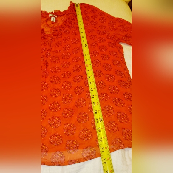 XL RUFFLE COLLAR SHEER FLORAL BLOUSE - Picture 5 of 7